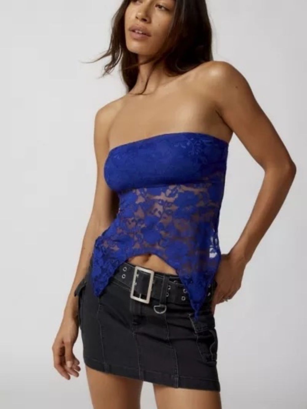Urban Outfitters UO Urban Renewal Remnants Y2K Witchy Lace Asymmetric Tube Top S